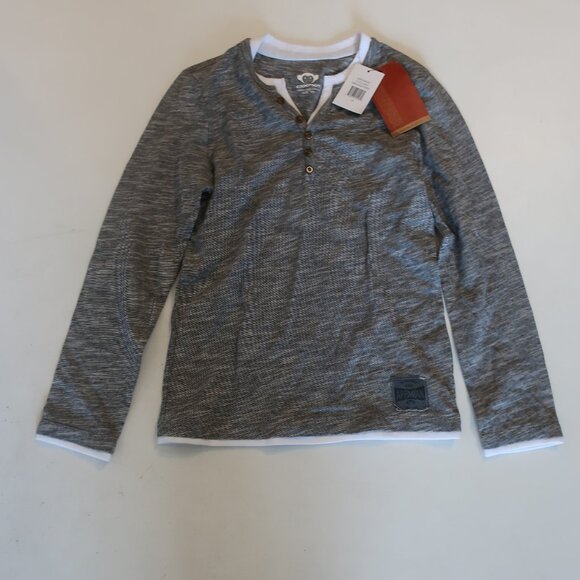 NWT Youth Boys Appaman Gray Scale Stripe Long Sleeve Layered Henley T-Shirt 10 - Picture 2 of 5